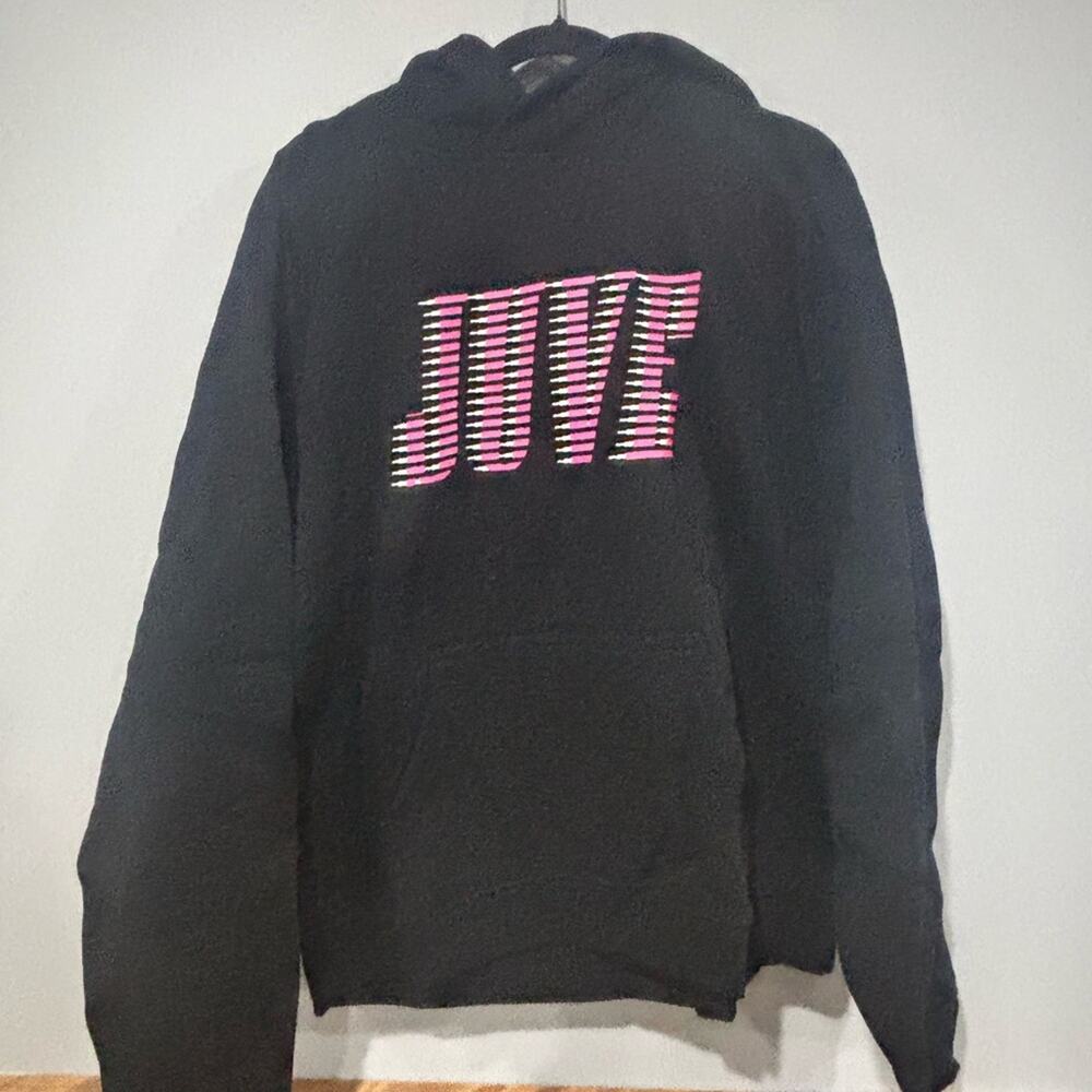 Juventus Football/Soccer Black Hoodie with Pink and White Graphic - Picture 5 of 5